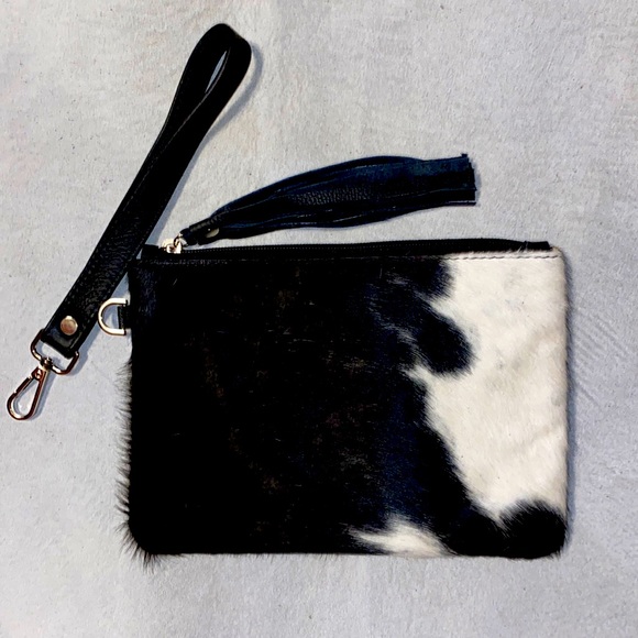 Hand Crafted Handbags - New Handmade Real Cowhide Wristlet Clutch Wallet Double Side Hair On